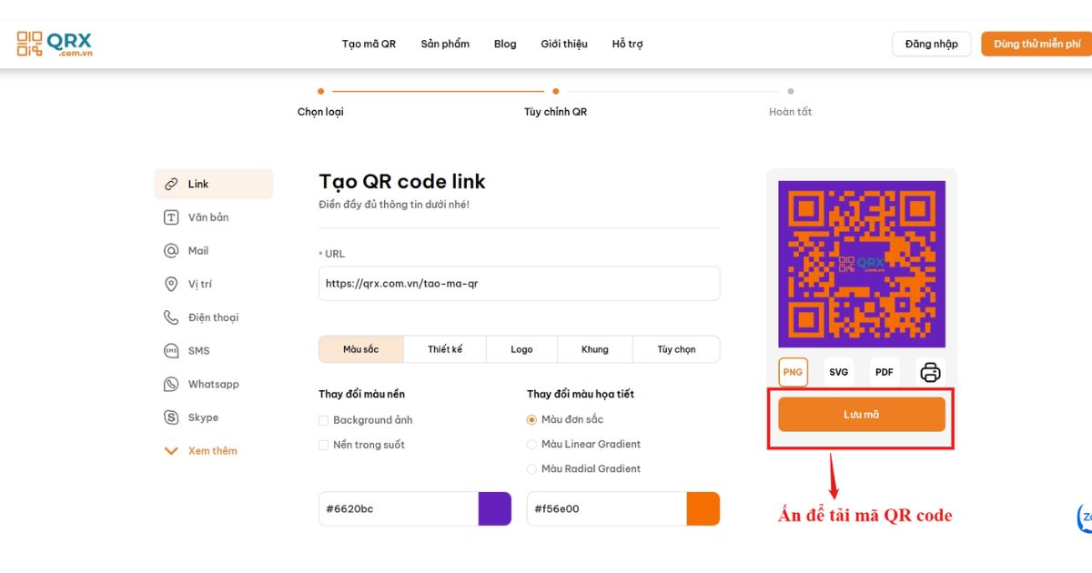 Bước 5 tải mã qr code xuống