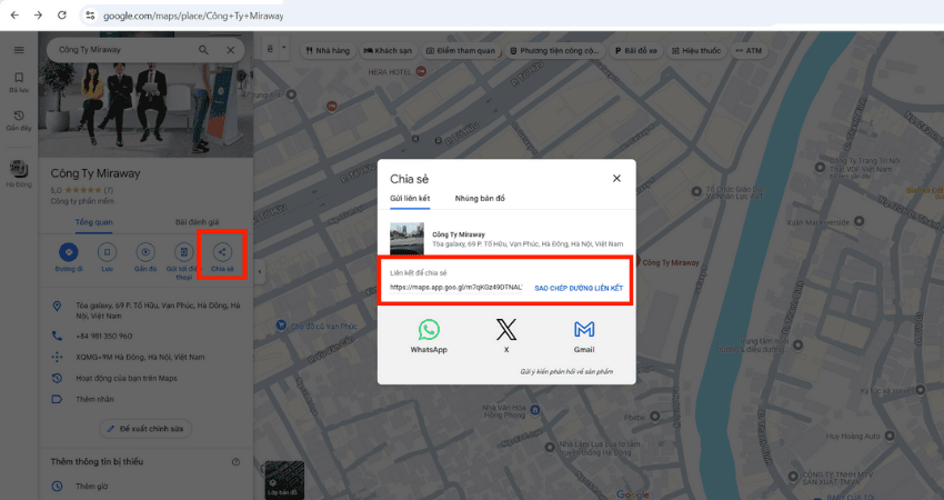 Lấy đường liên kết dẫn đến địa chỉ cần tạo mã QR Code
