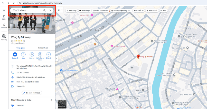 Tìm vị trí cần tạo mã QR Code tại Google Maps